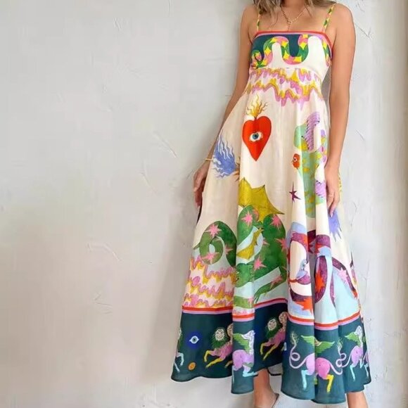 Colorful Abstract Maxi Dress - Picture 2 of 3